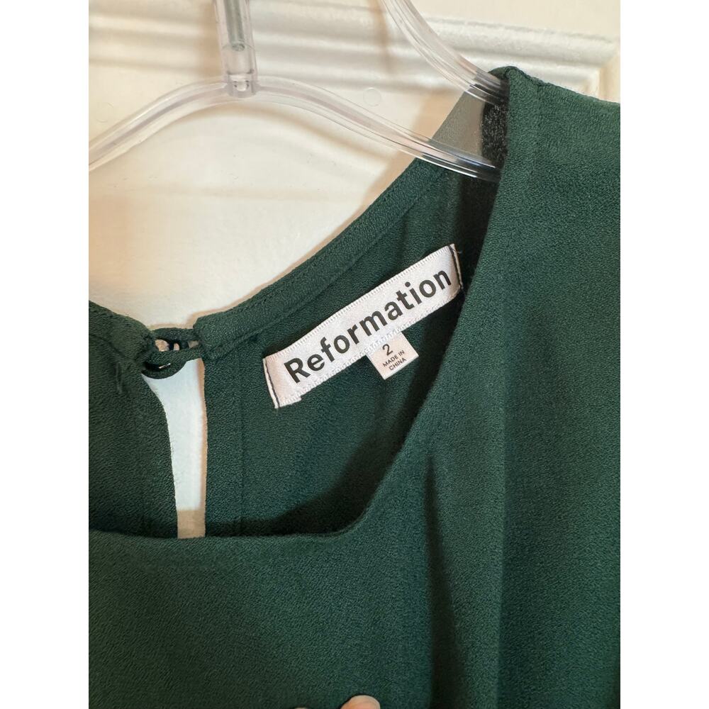 Reformation Frasier Midi Dress in Forest Green - Picture 3 of 7